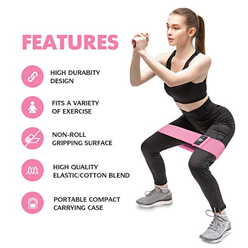 CFX Resistance Bands Set, Exercise Bands with Non-Slip Design for Hips & Glutes, 3 Levels Workout Bands for Women and Men, Booty Bands for Home Fitness, Yoga, Pilates