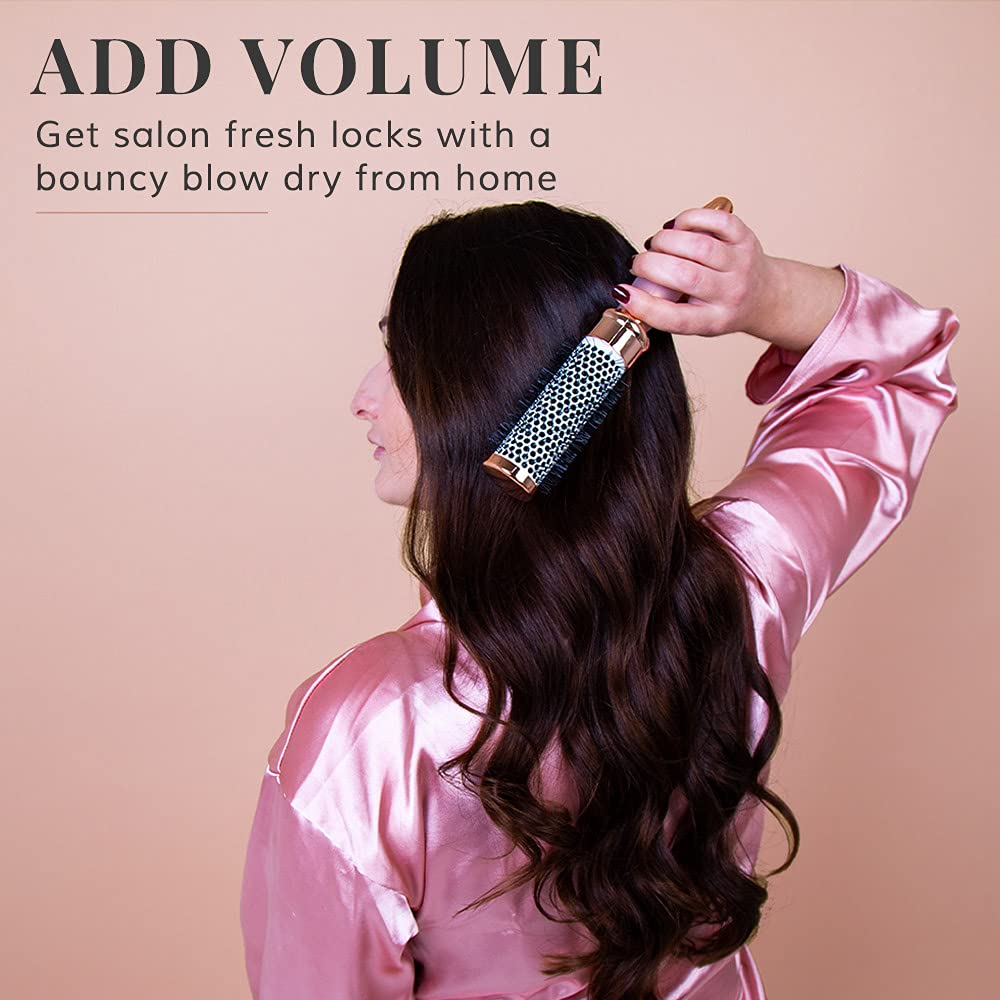 Lily England Professional Hair Brush Set for Women & Teen Girls - Perfect Valentine Gifts for Her - Paddle Brush, Blow-Drying Round Brush & Drying Vented Hair Brush for Hair Styling, Rose Gold
