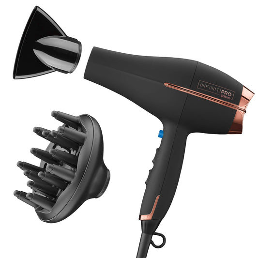 Conair Hair Dryer with Diffuser, 1875W AC Motor Pro Hair Dryer with Ceramic Technology, Includes Diffuser and Concentrator, Black