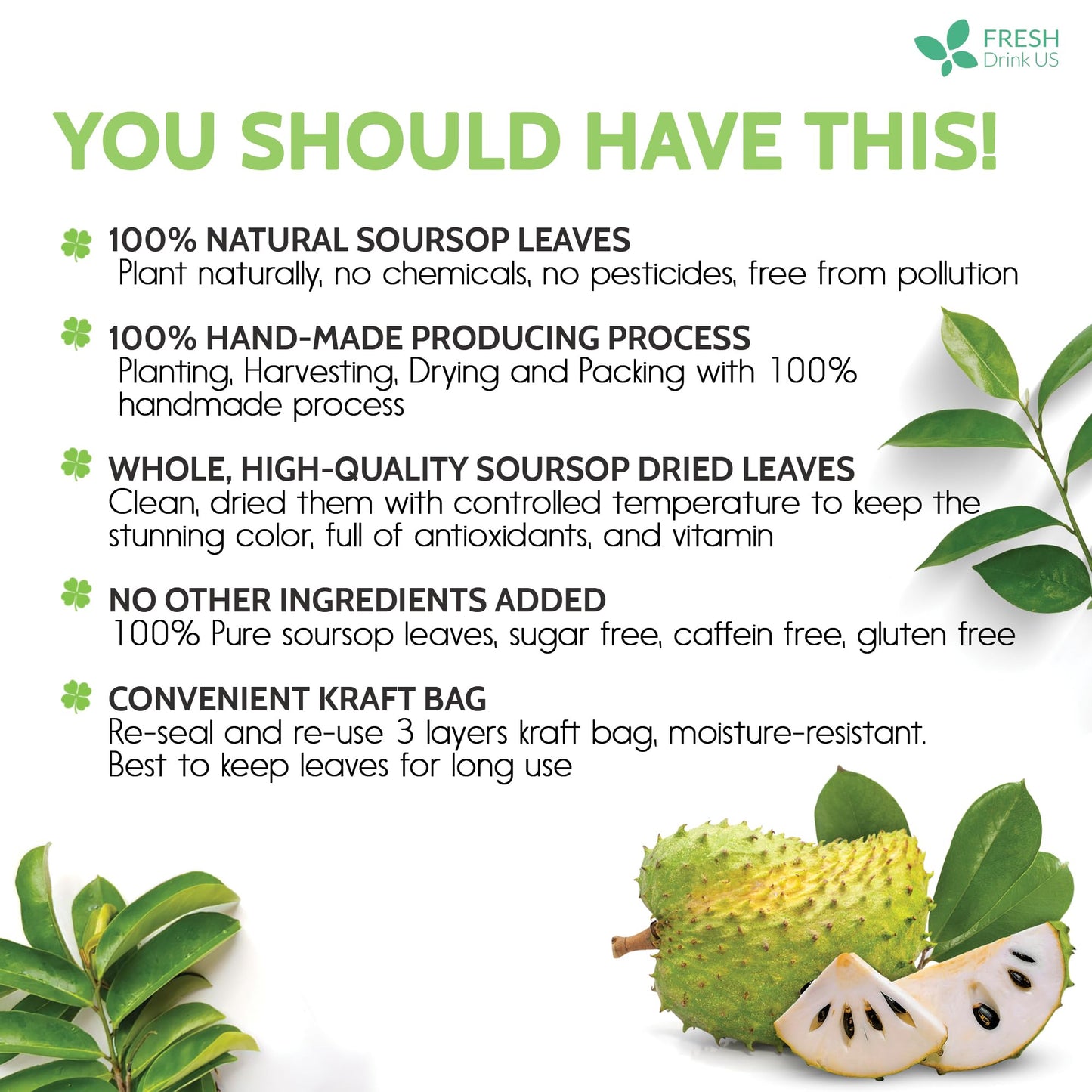 Premium 330+ Soursop Dried Leaves Tea, 330-350 Soursop Graviola Guanabana Whole Leaves, Wildcrafted, Graviola/Soursop/Hoja Guanabana Loose Leaf Herbal Tea, No Gluten, Vegan (330 Count (Pack Of 1), Soursop Leaves)
