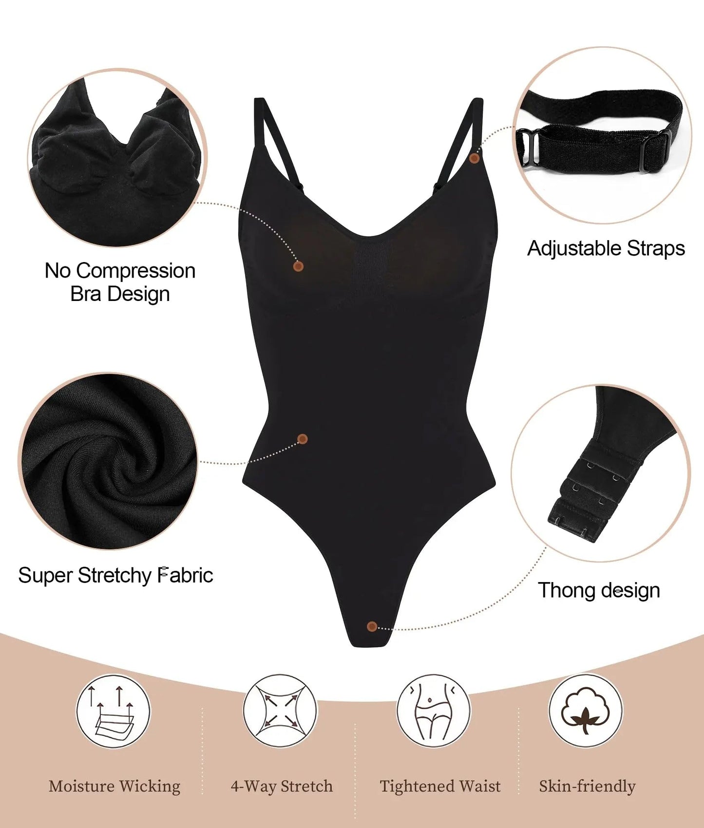 SHAPERX Bodysuit for Women Tummy Control Shapewear Seamless Sculpting Thong Body Shaper Tank Top,SZ5215-Black-XXS/XS